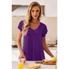 image:imageEkouaer Nightgowns for Women Short Sleeve Night Gown Comfy Sleep Shirt Soft Sleep Dress Pleated SleepwearDeep Purple