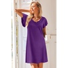 image:imageEkouaer Nightgowns for Women Short Sleeve Night Gown Comfy Sleep Shirt Soft Sleep Dress Pleated SleepwearDeep Purple