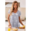 image:imageEkouaer Nightgowns for Women Short Sleeve Night Gown Comfy Sleep Shirt Soft Sleep Dress Pleated SleepwearGray Stars