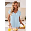 image:imageEkouaer Nightgowns for Women Short Sleeve Night Gown Comfy Sleep Shirt Soft Sleep Dress Pleated SleepwearLight Blue