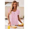 image:imageEkouaer Nightgowns for Women Short Sleeve Night Gown Comfy Sleep Shirt Soft Sleep Dress Pleated SleepwearPink Floral