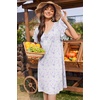 image:imageEkouaer Nightgowns for Women Short Sleeve Night Gown Comfy Sleep Shirt Soft Sleep Dress Pleated SleepwearWhite Flowers