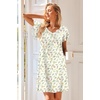 image:imageEkouaer Nightgowns for Women Short Sleeve Night Gown Comfy Sleep Shirt Soft Sleep Dress Pleated SleepwearYellow Floral