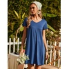 image:imageEkouaer Nightgowns for Women Short Sleeve Sleepshirt V Neck Short Nightshirt Pullover Soft Ruffled Sleepwear SXXXLBlue