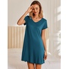 image:imageEkouaer Nightgowns for Women Short Sleeve Sleepshirt V Neck Short Nightshirt Pullover Soft Ruffled Sleepwear SXXXLBlue Green