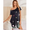 image:imageEkouaer Nightgowns for Women Short Sleeve Sleepshirt V Neck Short Nightshirt Pullover Soft Ruffled Sleepwear SXXXLButterfly Flower