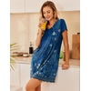 image:imageEkouaer Nightgowns for Women Short Sleeve Sleepshirt V Neck Short Nightshirt Pullover Soft Ruffled Sleepwear SXXXLEthnic Print Blue