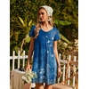 image:imageEkouaer Nightgowns for Women Short Sleeve Sleepshirt V Neck Short Nightshirt Pullover Soft Ruffled Sleepwear SXXXLEthnic Print Blue