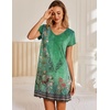 image:imageEkouaer Nightgowns for Women Short Sleeve Sleepshirt V Neck Short Nightshirt Pullover Soft Ruffled Sleepwear SXXXLGreen Flower
