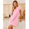 image:imageEkouaer Nightgowns for Women Short Sleeve Sleepshirt V Neck Short Nightshirt Pullover Soft Ruffled Sleepwear SXXXLPink