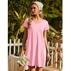 image:imageEkouaer Nightgowns for Women Short Sleeve Sleepshirt V Neck Short Nightshirt Pullover Soft Ruffled Sleepwear SXXXLPink