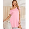 image:imageEkouaer Nightgowns for Women Short Sleeve Sleepshirt V Neck Short Nightshirt Pullover Soft Ruffled Sleepwear SXXXLPink