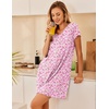 image:imageEkouaer Nightgowns for Women Short Sleeve Sleepshirt V Neck Short Nightshirt Pullover Soft Ruffled Sleepwear SXXXLPink Florals