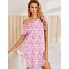 image:imageEkouaer Nightgowns for Women Short Sleeve Sleepshirt V Neck Short Nightshirt Pullover Soft Ruffled Sleepwear SXXXLPink Florals