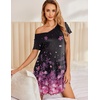 image:imageEkouaer Nightgowns for Women Short Sleeve Sleepshirt V Neck Short Nightshirt Pullover Soft Ruffled Sleepwear SXXXLPink Flower