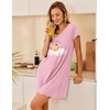 image:imageEkouaer Nightgowns for Women Short Sleeve Sleepshirt V Neck Short Nightshirt Pullover Soft Ruffled Sleepwear SXXXLPink Teddy