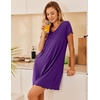 image:imageEkouaer Nightgowns for Women Short Sleeve Sleepshirt V Neck Short Nightshirt Pullover Soft Ruffled Sleepwear SXXXLPurple