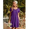 image:imageEkouaer Nightgowns for Women Short Sleeve Sleepshirt V Neck Short Nightshirt Pullover Soft Ruffled Sleepwear SXXXLPurple