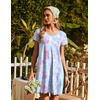 image:imageEkouaer Nightgowns for Women Short Sleeve Sleepshirt V Neck Short Nightshirt Pullover Soft Ruffled Sleepwear SXXXLPurple Tie Dye