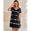 image:imageEkouaer Nightgowns for Women Short Sleeve Sleepshirt V Neck Short Nightshirt Pullover Soft Ruffled Sleepwear SXXXLStripe