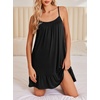 image:imageEkouaer Nightgowns for Women Spaghetti Strap Night Gown Sleeveless Sleep Dress Chemise SleepwearBlack