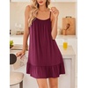 image:imageEkouaer Nightgowns for Women Spaghetti Strap Night Gown Sleeveless Sleep Dress Chemise SleepwearWine Red