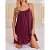 image:imageEkouaer Nightgowns for Women Spaghetti Strap Night Gown Sleeveless Sleep Dress Chemise SleepwearWine Red