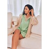 image:imageEkouaer Satin Nightgowns for Women Short Sleeve Nightshirt Silk Sleepwear Lace V Neck Pajama Dress SXXLLight Green