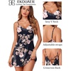 image:imageEkouaer Satin Silky Night Gowns for Adult Women Ladies Lingerie Sleeveless Nightgowns Sexy Slip Nighties S2XLFlowers Black