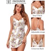 image:imageEkouaer Satin Silky Night Gowns for Adult Women Ladies Lingerie Sleeveless Nightgowns Sexy Slip Nighties S2XLFlowers White