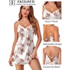 image:imageEkouaer Satin Silky Night Gowns for Adult Women Ladies Lingerie Sleeveless Nightgowns Sexy Slip Nighties S2XLPlants Flowers White