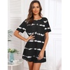 image:imageEkouaer Sleep Shirts for Women Short Sleeve Night Shirts for Sleeping Pullover Nightgown Soft Nightdress SXXXLBlack Stripe