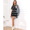 image:imageEkouaer Sleep Shirts for Women Short Sleeve Night Shirts for Sleeping Pullover Nightgown Soft Nightdress SXXXLBlack Stripe