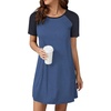 image:imageEkouaer Sleep Shirts for Women Short Sleeve Night Shirts for Sleeping Pullover Nightgown Soft Nightdress SXXXLBlue
