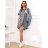 image:imageEkouaer Sleep Shirts for Women Short Sleeve Night Shirts for Sleeping Pullover Nightgown Soft Nightdress SXXXLLight Grey Pink Florals