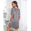 image:imageEkouaer Sleep Shirts for Women Short Sleeve Night Shirts for Sleeping Pullover Nightgown Soft Nightdress SXXXLLight Grey Pink Florals