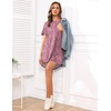 image:imageEkouaer Sleep Shirts for Women Short Sleeve Night Shirts for Sleeping Pullover Nightgown Soft Nightdress SXXXLPink Leopard