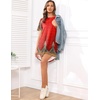 image:imageEkouaer Sleep Shirts for Women Short Sleeve Night Shirts for Sleeping Pullover Nightgown Soft Nightdress SXXXLRed Boho Print