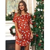 image:imageEkouaer Sleep Shirts for Women Short Sleeve Night Shirts for Sleeping Pullover Nightgown Soft Nightdress SXXXLRed Christmas