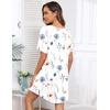 image:imageEkouaer Sleep Shirts for Women Short Sleeve Night Shirts for Sleeping Pullover Nightgown Soft Nightdress SXXXLWhite Blue  Orange Floral