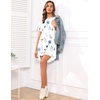 image:imageEkouaer Sleep Shirts for Women Short Sleeve Night Shirts for Sleeping Pullover Nightgown Soft Nightdress SXXXLWhite Blue  Orange Floral