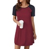 image:imageEkouaer Sleep Shirts for Women Short Sleeve Night Shirts for Sleeping Pullover Nightgown Soft Nightdress SXXXLWine Red2