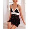 image:imageEkouaer Sleepwear Womens Chemise Nightgown Full Slip Lace Lounge DressCherry Print
