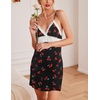image:imageEkouaer Sleepwear Womens Chemise Nightgown Full Slip Lace Lounge DressCherry Print