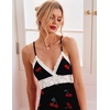 image:imageEkouaer Sleepwear Womens Chemise Nightgown Full Slip Lace Lounge DressCherry Print
