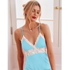 image:imageEkouaer Sleepwear Womens Chemise Nightgown Full Slip Lace Lounge DressLight Blue