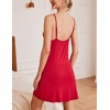 image:imageEkouaer Sleepwear Womens Chemise Nightgown Full Slip Lace Lounge DressRed