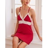 image:imageEkouaer Sleepwear Womens Chemise Nightgown Full Slip Lace Lounge DressRed