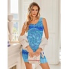 image:imageEkouaer Tank Nightgowns for Women 2 Pack Sexy Night Gown Sleeveless Sleepwear Soft Sleep Dress Button SleepshirtBlackblue Floral