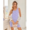 image:imageEkouaer Tank Nightgowns for Women 2 Pack Sexy Night Gown Sleeveless Sleepwear Soft Sleep Dress Button SleepshirtBlackpurple Speckle